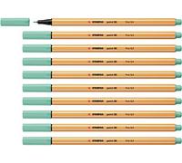 STABILO point 88 - Stylo feutre pointe fine - Lot x 10 feutres fins- Vert Eucalyptus (88/12)
