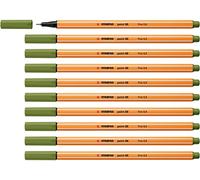 STABILO Stylo feutre point 88 – Pointe fine – Lot de 10 – Vert mousse (35)