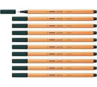 STABILO point 88 - Stylo feutre pointe fine - Lot x 10 feutres fins- Vert Sapin (88/63)