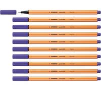 STABILO point 88 - Stylo feutre pointe fine - Lot x 10 feutres fins - Violet (88/55)