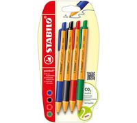 STABILO pointball - Pochette de 4 stylos bille rechargeables - Coloris assortis
