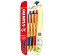 Stabilo Pointball Stylo à Bille Paquet De 3 Noir Bleu Rouge Écrits Stylos