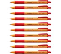 STABILO pointball - Stylo bille - Lot x 10 stylos à bille rechargeables -Rouge