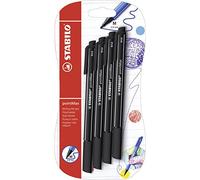 STABILO pointMax - Stylo feutre - blister x 4 feutres d'écriture pointe moyenne 0,8 mm - noir