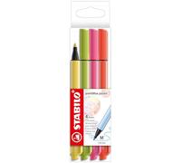 STABILO pointMax - Stylo feutre - Etui carton x 4 feutres d'écriture pointe moyenne 0,8 mm - crème de jaune + citron vert + rose + corail
