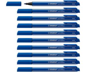 STABILO pointMax - Stylo feutre - Lot x 10 feutres d'écriture pointe moyenne 0,8 mm - Bleu