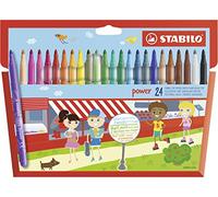 STABILO power - Feutre de coloriage - Étui carton x 24 feutres pointe moyenne - Coloris assortis