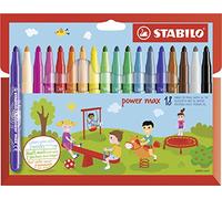 STABILO power max - Feutre de coloriage - Étui carton x 18 feutres pointe large - Coloris assortis