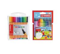 STABILO Premium-Filzstift Pen 68 Mini + Fineliner point 88 Mini - zwei 12er Etuis