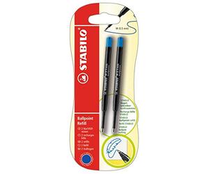 STABILO Recharge - Blister x 2 recharges stylo bille STABILO pointball - Bleu
