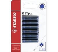 STABILO Cartouches d'encre rechargeables Lot de 12 Bleu (effaçable)