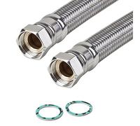 STABILO Sanitaer Tuyau blindé / tuyau flexible, DN25, filetage intérieur 1 " des deux côtés, écrou raccord, différentes longueurs, pour chauffage / eau, avec tressage en acier inoxydable