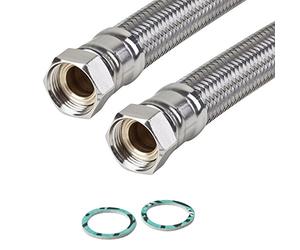 STABILO Sanitaer Tuyau blindé / tuyau flexible, DN25, filetage intérieur 1 " des deux côtés, écrou raccord, différentes longueurs, pour chauffage / eau, avec tressage en acier inoxydable