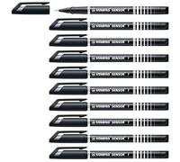 STABILO SENSOR - Stylo feutre pointe fine - Lot x 10 stylos-feutres - pointe 0,3 mm - Noir