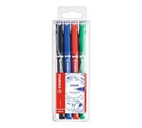 STABILO SENSOR - Stylo feutre pointe fine - Pochette x 4 stylos-feutres - pointe 0,3 mm - Noir/bleu/rouge/vert