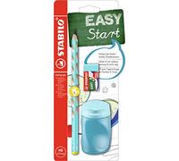 STABILO Set scolaire pour gauchers – crayon EASYgraph HB avec taille-crayon et gomme, bleu