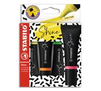 Pochette 4 surligneurs Stabilo Shine Pointe biseautée Noir G