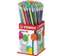 Stabilo 160 Crayon graphite HB avec embout gomme - Couleurs Assorties (Lot de 72)