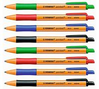 STABILO Stabilo Pointball Stylo à bille, rétractables, 2 x noir, 2 x bleu, 2 x vert, 2 x rouge