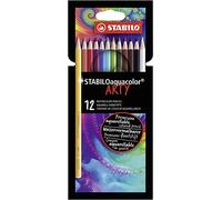 STABILO STABILOaquacolor ARTY - Crayon de couleur - Etui carton x 12 crayons aquarellables - Gamme ARTY