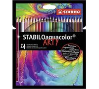 STABILOaquacolor ARTY - Crayon de couleur - Etui carton x 24 crayons aquarellables - Gamme ARTY