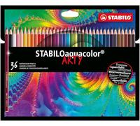 STABILO STABILOaquacolor ARTY - Crayon de couleur - Etui carton x 36 crayons aquarellables - Gamme ARTY