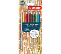 STABILO STABILOaquacolor - Crayon de couleur - Etui carton x 12 crayons aquarelle - Edition Nature