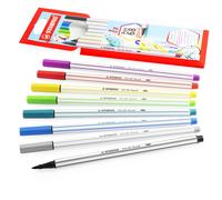 STABILO Stylo 68 Brosse Qualité Feutre Pointe Stylo 1-3mm 8 Couleurs Assorties