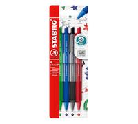 STABILO - Stylo bille - pointball colorful - étui carton x 4 stylos à bille rechargeables - bleu, noir, rouge