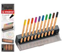 STABILO – Stylos feutre fin Point 88 – 10 stylos multicolores – Étui Click box