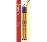 STABILO Stylo feutre pointe fine point 88 - Blister x 3 stylos feutres - Rouge/Bleu/Noir