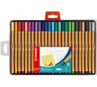 STABILO Stylo feutre pointe fine Point 88 - Coffret de 25 stylos-feutres - Coloris assortis