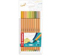 STABILO Stylo feutre pointe fine point 88 - Etui carton x 10 stylos feutre - couleurs nature