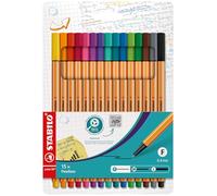 STABILO Stylo-feutre Point 88 Pointe fine – Étui carton 15 coloris assortis