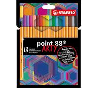 STABILO Stylo feutre pointe fine point 88 - Etui carton x 18 feutres fins - gamme ARTY