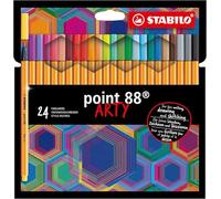 STABILO - Stylo feutre pointe fine - point 88 - Etui carton x 24 feutres fins - coloris assortis - gamme ARTY
