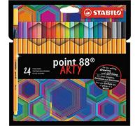 STABILO Stylo feutre pointe fine point 88 - Etui carton x 24 feutres fins - gamme ARTY