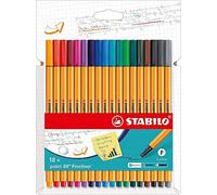 STABILO Stylo feutre pointe fine point 88 - Etui carton x18 stylos feutres - coloris intenses
