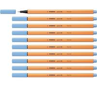 STABILO Stylo feutre pointe fine point 88 - Lot x 10 stylos feutre - Bleu Clair (88/11)