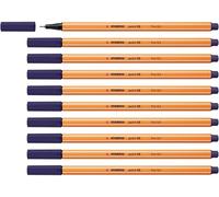 STABILO Stylo feutre pointe fine point 88 - Lot x 10 stylos feutre - Bleu Nuit (88/22)