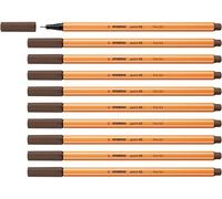 STABILO Stylo feutre pointe fine point 88 - Lot x 10 stylos feutre - Marron Foncé (88/65)