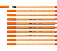 STABILO Stylo feutre pointe fine point 88 - Lot x 10 stylos feutre - Orange Foncé (88/30)
