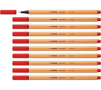 STABILO Stylo feutre pointe fine point 88 - Lot x 10 stylos feutre - Orange Sanguine (88/48)