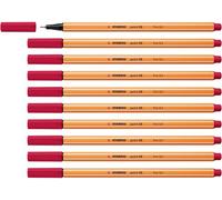 STABILO Stylo feutre pointe fine point 88 - Lot x 10 stylos feutre - Rouge Bordeaux (88/50)