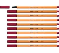 STABILO Stylo feutre pointe fine point 88 - Lot x 10 stylos feutre - Rouge Pourpre (88/19)