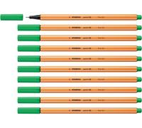 STABILO Stylo feutre pointe fine point 88 - Lot x 10 stylos feutre - Vert Émeraude (88/16)