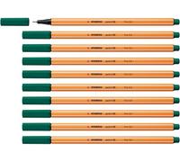STABILO Stylo feutre pointe fine point 88 - Lot x 10 stylos feutre - Vert Pin (88/53)