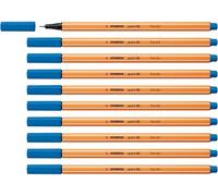STABILO Stylo feutre pointe fine point 88 - Lot x 10 stylos feutres - Bleu (88/41)