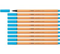 STABILO Stylo feutre pointe fine point 88 - Lot x 10 stylos feutres - Bleu fluo (88/031)