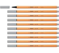 STABILO Stylo feutre pointe fine point 88 - Lot x 10 stylos feutres - Gris clair (88/94)